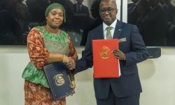 H.E Mme. Sara Beysolow Nyanti along with  Rwandan Foreign Min. Amb. Olivier J.P. NduhungireheH.E 